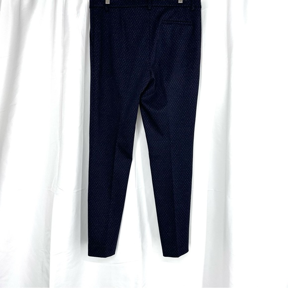 Theory Tailored Diamond Print Trellis Knit Trouser Pants Navy Heather Grey sz 10 - Picture 4 of 9